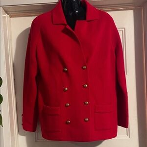 Elegant Red Double-Breasted Women's Coat